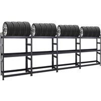 Mega Deal 4x Reifenregal dino HxBxT 180x120x50 cm Fachlast 150kg bis zu 48 Reifen Schwarz - Schwarz von PROREGAL - PREISWERTE QUALITÄT