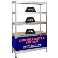 Proregal-preiswerte Qualität - Schwerlastregal Rivet HxBxT 180x120x45 cm Fachlast 250kg Innovatives Stecksystem Verzinkt - Verzinkt von PROREGAL - PREISWERTE QUALITÄT