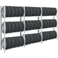 Reifenregal TIRE PRO Made in Germany HxBxT 200x300x43cm 3 Ebenen 150kg Fachlast Bis zu 15 Reifen pro Ebene Verzinkt - Verzinkt von PROREGAL - QUALITÄTSREGALE MADE IN GERMANY