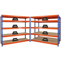 Mega Deal 3x Profi Schwerlastregal Rhino HxBxT 180x200x60cm 5 Spanplatten-Ebenen 8mm Fachlast 500kg Blau/Orange - Blau/Orange von PROREGAL - REGALE GÜNSTIG KAUFEN