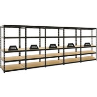 Proregal Mega Deal 5x Schwerlastregal Tiger HxBxT 180x90x60 cm Fachlast 265kg Schwarz - Schwarz von PROREGAL - REGALE GÜNSTIG KAUFEN