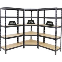 Proregal Mega Deal Tiger 1x Eckregal + 2x Schwerlastregal 180x90x45cm Fachlast 175 + 265 kg Schwarz - Schwarz von PROREGAL - REGALE GÜNSTIG KAUFEN