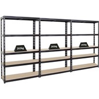 Proregal Mega Deal 3x Schwerlastregal Giant Tiger HxBxT 200x120x40cm Fachlast 265kg 5-Ebenen Schwarz Garagenregal, Lagerregal, Steckregal, von PROREGAL - REGALE GÜNSTIG KAUFEN