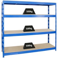 PROREGAL Profi Schwerlastregal Rhino HxBxT 180x200x60cm 16mm Boden Fachlast 500kg Blau - Blau von PROREGAL - REGALE GÜNSTIG KAUFEN