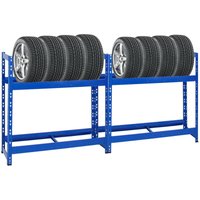 Mega Deal 2x Reifenregal Tiger HxBxT 100x110x35 cm 150kg Fachlast bis zu 16 Reifen mit Ebenen Blau - Blau von PROREGAL - REGALE GÜNSTIG KAUFEN