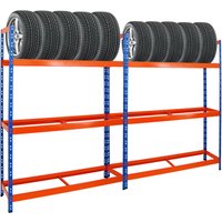 Mega Deal 2x Reifenregal Tiger xl HxBxT 200x150x45 cm 300kg Fachlast bis zu 36 Reifen Blau-Orange - Blau-Orange von PROREGAL - REGALE GÜNSTIG KAUFEN