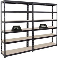 Proregal Mega Deal 2x Schwerlastregal Giant Tiger HxBxT 200x120x40cm Fachlast 265kg 6-Ebenen Schwarz Garagenregal, Lagerregal, Steckregal, von PROREGAL - REGALE GÜNSTIG KAUFEN