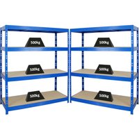 Mega Deal 2x Profi Schwerlastregal Rhino HxBxT 180x160x60cm 4 Spanplatten-Ebenen 8mm Fachlast 500kg Blau - Blau von PROREGAL - REGALE GÜNSTIG KAUFEN