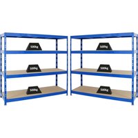 Mega Deal 3x Profi Schwerlastregal Rhino HxBxT 180x160x60cm 4 Spanplatten-Ebenen 8mm Fachlast 500kg Blau-Orange - Blau/Orange von PROREGAL - REGALE GÜNSTIG KAUFEN