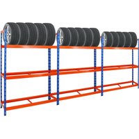 Mega Deal 3x Reifenregal Tiger xl HxBxT 200x150x45 cm 300kg Fachlast bis zu 54 Reifen Blau-Orange - Blau-Orange von PROREGAL - REGALE GÜNSTIG KAUFEN