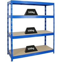 Profi Schwerlastregal rhino HxBxT 180x160x60cm 4 Spanplatten-Ebenen 8mm Fachlast 500kg Blau - Blau von PROREGAL - REGALE GÜNSTIG KAUFEN