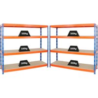 Proregal Mega Deal 2x Profi Schwerlastregal Rhino HxBxT 180x200x60cm 8mm Boden Fachlast 500kg Blau-Orange von PROREGAL - REGALE GÜNSTIG KAUFEN