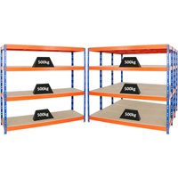 Proregal Mega Deal 4x Profi Schwerlastregal Rhino HxBxT 180x200x60cm 8mm Boden Fachlast 500kg Blau-Orange von PROREGAL - REGALE GÜNSTIG KAUFEN