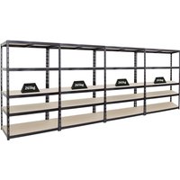 Proregal Mega Deal 4x Schwerlastregal Giant Tiger HxBxT 200x120x60cm Fachlast 265kg 5-Ebenen Schwarz Garagenregal, Lagerregal, Steckregal, von PROREGAL - REGALE GÜNSTIG KAUFEN