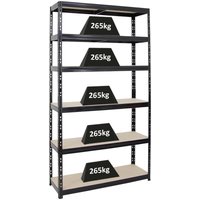 Proregal Schwerlastregal Giant Tiger xl HxBxT 220x120x40 cm Fachlast 265kg 6-Ebenen Schwarz - Schwarz von PROREGAL - REGALE GÜNSTIG KAUFEN