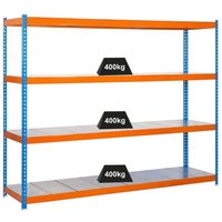 Proregal Schwerlastregal metal yeti four HxBxT 200x150x75cm Fachlast 400kg Blau-Orange - Blau von PROREGAL - ZERTIFIZIERTE QUALITÄTSPRODUKTE