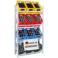 Getränkekistenregal Chiemsee Made in Germany HxBxT 185x106x34cm 12 Kisten auf 4 Ebenen Verzinkt - Verzinkt von PROREGAL - QUALITÄTSREGALE MADE IN GERMANY