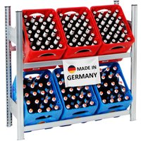 Getränkekistenregal Chiemsee Made in Germany HxBxT 185x136x34cm 16 Kisten auf 4 Ebenen Verzinkt - Verzinkt von PROREGAL - QUALITÄTSREGALE MADE IN GERMANY