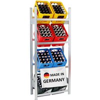 Getränkekistenregal Chiemsee Made in Germany HxBxT 185x81x34cm 8 Kisten auf 4 Ebenen Verzinkt - Verzinkt von PROREGAL - QUALITÄTSREGALE MADE IN GERMANY