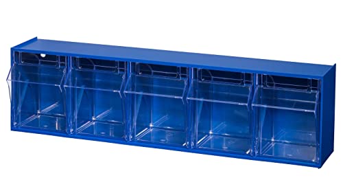 Klappschüttenmagazin VarioPlus ProFlip 5 | HxBxT 16,5x60x13,2cm | Blau-Transparent | Sortierkasten, Klappschüttenmagazin, Kleinteilemagazin, Sortierbox, Werkzeugkasten von PROREGAL