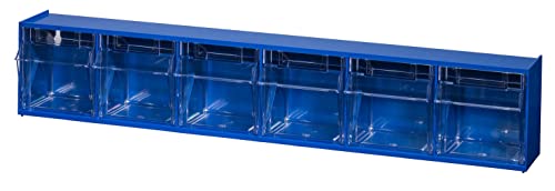 Klappschüttenmagazin VarioPlus ProFlip 6 | HxBxT 11,5x60x9,5cm | Blau-Transparent | Sortierkasten, Klappschüttenmagazin, Kleinteilemagazin, Sortierbox, Werkzeugkasten von PROREGAL