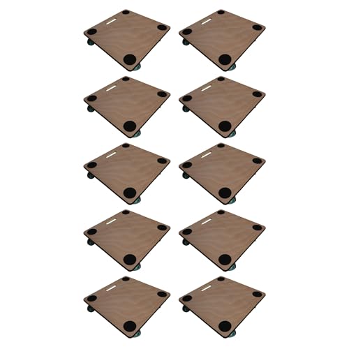 Mega Deal 10x Profi Transportroller mit 4 Rollen | HxBxT 11,5x50x50 cm | Traglast 150kg | Sperrholzplatte | Braun | Möbelroller Rollbrett Transporthilfe Rollwagen Roller von PROREGAL