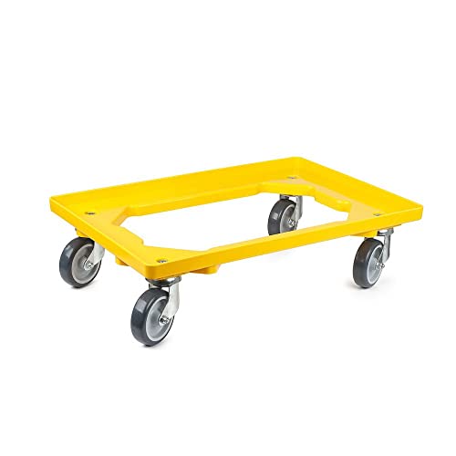 Mega Deal | 2X Proregal Transportroller mit Gummiräder gelb | HxBxT 15x60,7x40,7cm | Offen | 4 Lenkrollen von PROREGAL
