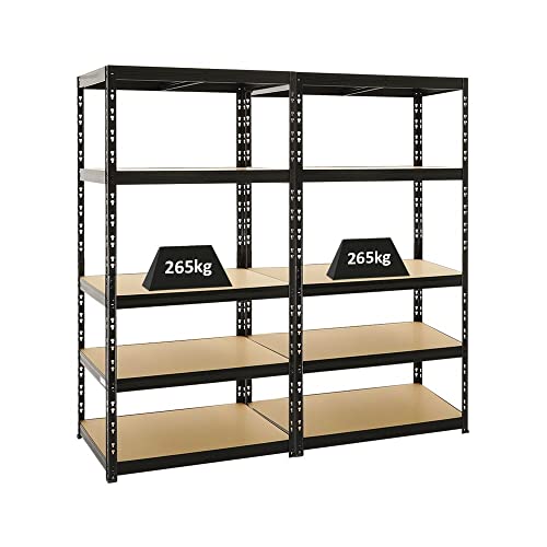 PROREGAL Mega Deal 2X Schwerlastregal Tiger Schwarz 180x90x60 cm mit Fachlast 265kg Garagenregal Kellerregal Werkstattregal Lagerregal Steckregal von PROREGAL