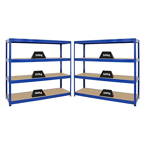 PROREGAL Mega Deal 2er-Sparset Profi-Schwerlastregal Dino HxBxT 180x200x60 cm Fachlast 500kg Blau von PROREGAL