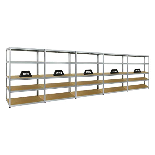 PROREGAL Mega Deal 5er-Set Schwerlastregale Big Elephant 180x120x60cm mit 5 Ebenen Fachlast 250kg Verzinkt PROREGAL Mega Deal 5er-Set Schwerlastregale Big Elephant 180x120x60cm mit 5 Ebenen Fachlast 250kg Verzinkt von PROREGAL