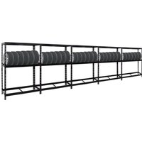 Mega Deal 5x Reifenregal Tiger HxBxT 180x130x50 cm bis zu insgesamt 60 Reifen mit Fachboden Schwarz - Blau von PROREGAL - REGALE GÜNSTIG KAUFEN