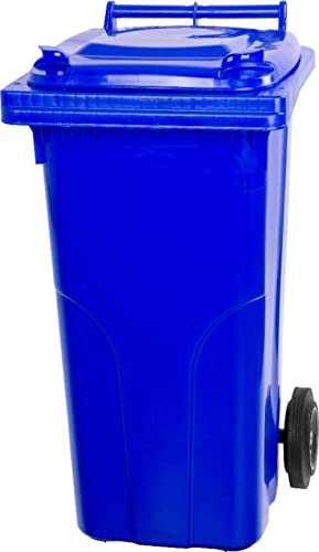 PROREGAL 2-Rad-Mülltonne MGB | HDPE-Kunststoff | HxBxT 94,5x48x54cm | Fassungsvermögen 120 Liter | Blau | Mülltonne, Müllgroßbehälter, Mülleimer, Abfalltonne, Müllbehälter, Universaltonne von PROREGAL