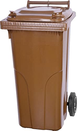 PROREGAL 2-Rad-Mülltonne MGB | HDPE-Kunststoff | HxBxT 94,5x48x54cm | Fassungsvermögen 120 Liter | Braun | Mülltonne, Müllgroßbehälter, Mülleimer, Abfalltonne, Müllbehälter, Universaltonne von PROREGAL