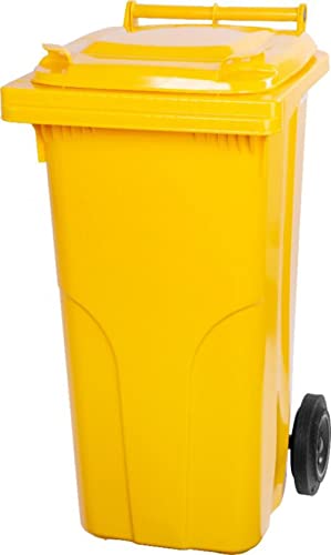 PROREGAL 2-Rad-Mülltonne MGB | HDPE-Kunststoff | HxBxT 94,5x48x54cm | Fassungsvermögen 120 Liter | Gelb | Mülltonne, Müllgroßbehälter, Mülleimer, Abfalltonne, Müllbehälter, Universaltonne von PROREGAL