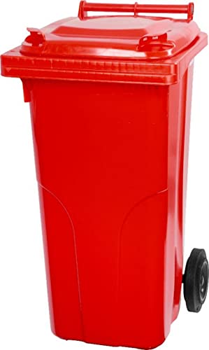 PROREGAL 2-Rad-Mülltonne MGB | HDPE-Kunststoff | HxBxT 94,5x48x54cm | Fassungsvermögen 120 Liter | Rot | Mülltonne, Müllgroßbehälter, Mülleimer, Abfalltonne, Müllbehälter, Universaltonne von PROREGAL