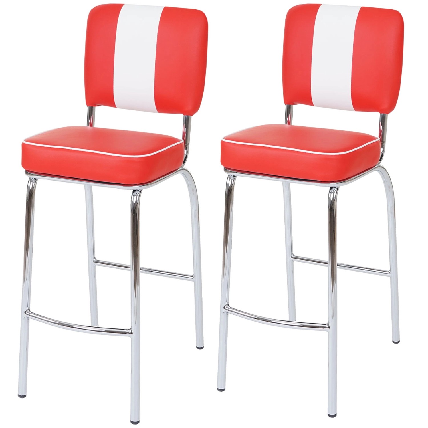 PROREGAL 2er-Set Barhocker Diner Sitzhöhe 70cm Retro 50Er Jahre Design Kunstleder Rot-Weiß Barstuhl Tresenhocker PROREGAL 2er-Set Barhocker Diner Sitzhöhe 70cm Retro 50Er Jahre Design Kunstleder Rot-Weiß Barstuhl Tresenhocker von PROREGAL