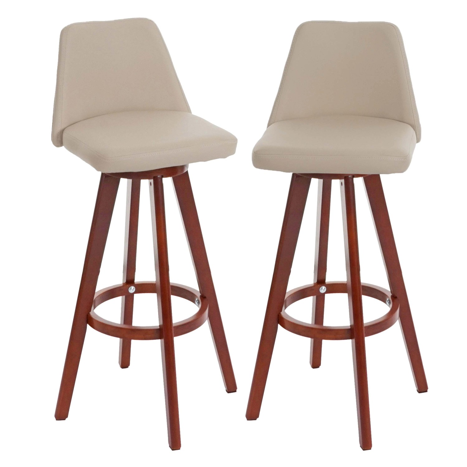 PROREGAL 2er-Set Barhocker Drehbar Mit Lehne Sitzhöhe 72cm Holz Kunstleder Drehbar Creme Barstuhl Tresenhocker von PROREGAL