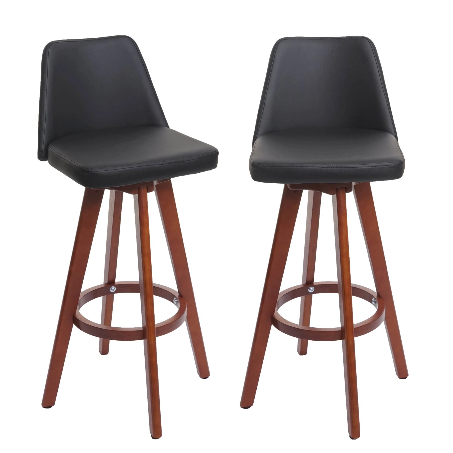 PROREGAL 2er-Set Barhocker Drehbar Mit Lehne Sitzhöhe 72cm Holz Kunstleder Drehbar Schwarz Barstuhl Tresenhocker von PROREGAL