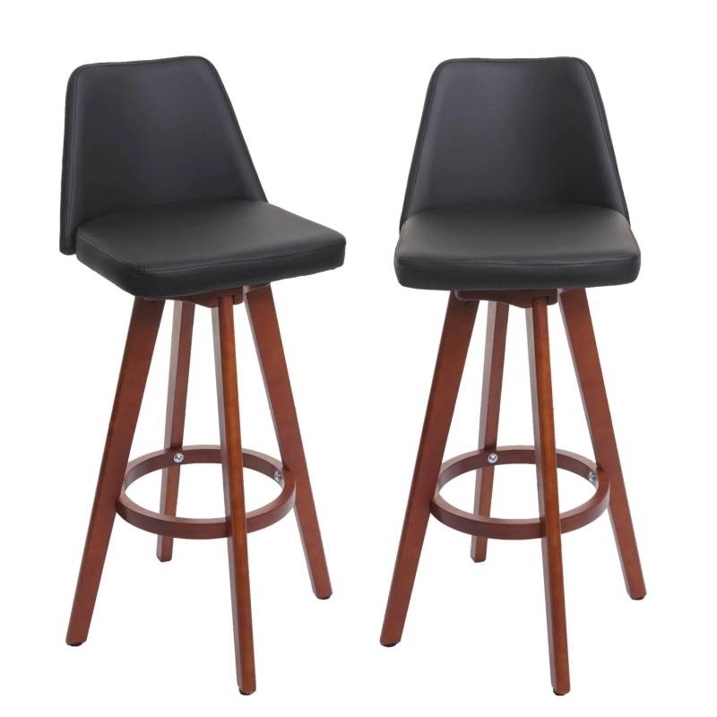 PROREGAL 2er-Set Barhocker Drehbar Mit Lehne Sitzhöhe 72cm Holz Kunstleder Drehbar Schwarz Barstuhl Tresenhocker von PROREGAL