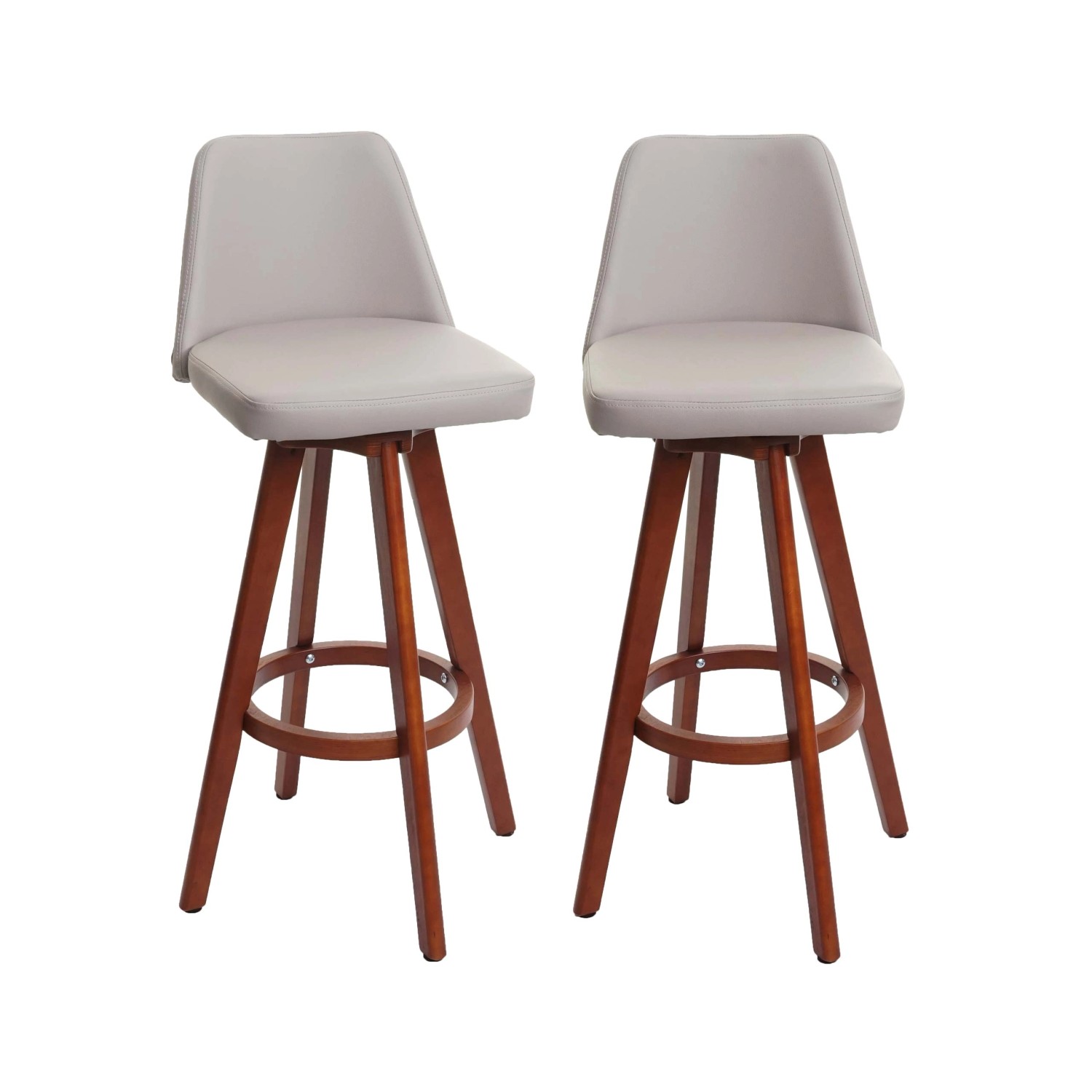 PROREGAL 2er-Set Barhocker Drehbar Mit Lehne Sitzhöhe 72cm Holz Kunstleder Drehbar Taupe Barstuhl Tresenhocker von PROREGAL