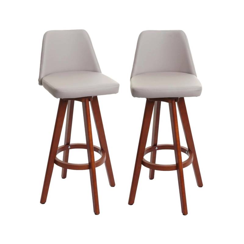 PROREGAL 2er-Set Barhocker Drehbar Mit Lehne Sitzhöhe 72cm Holz Kunstleder Drehbar Taupe Barstuhl Tresenhocker von PROREGAL