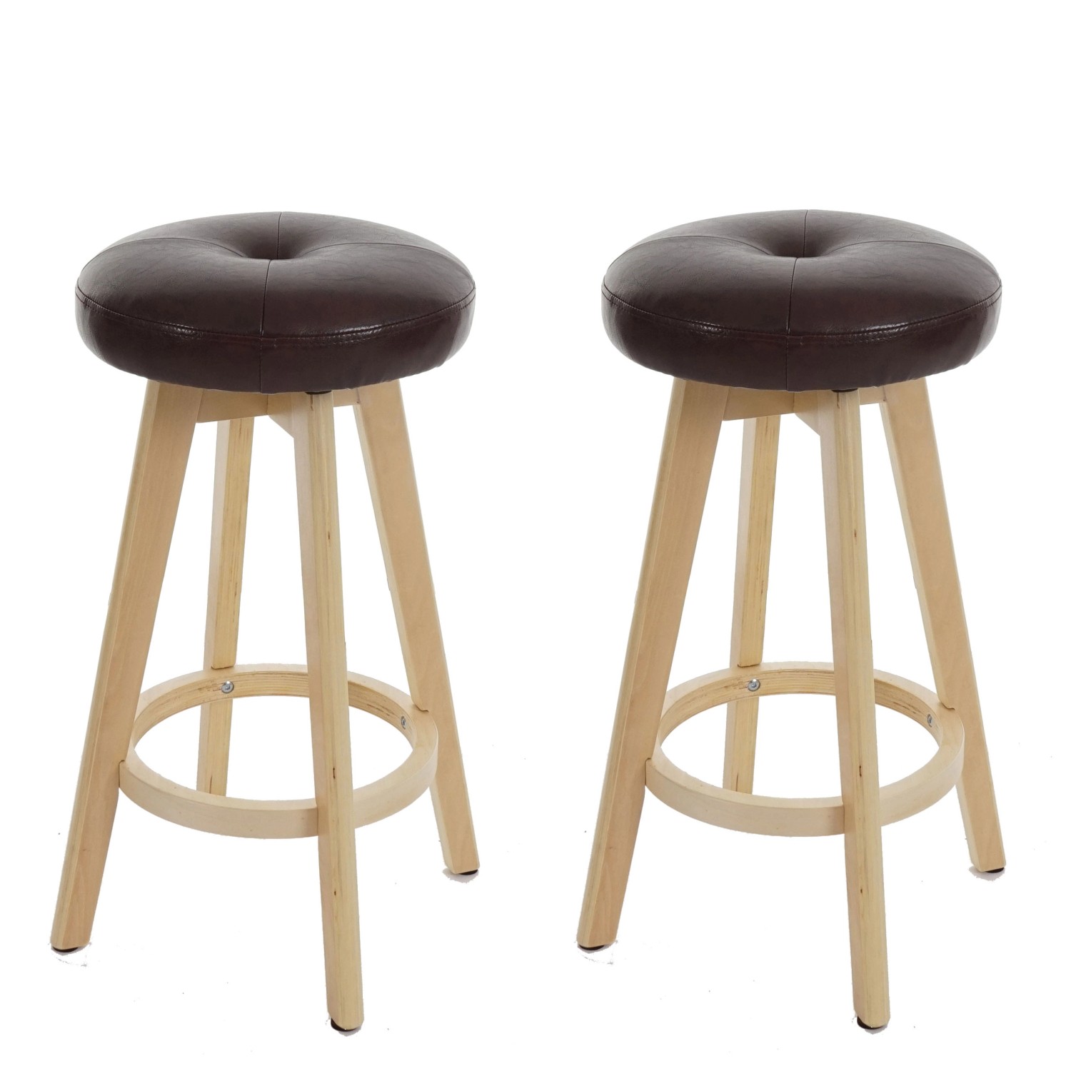 PROREGAL 2er-Set Barhocker Drehbar Und Einfach Sitzhöhe 67cm Holz Kunstleder Drehbar Bordeaux Helle Beine Barstuhl Tresenhocker von PROREGAL