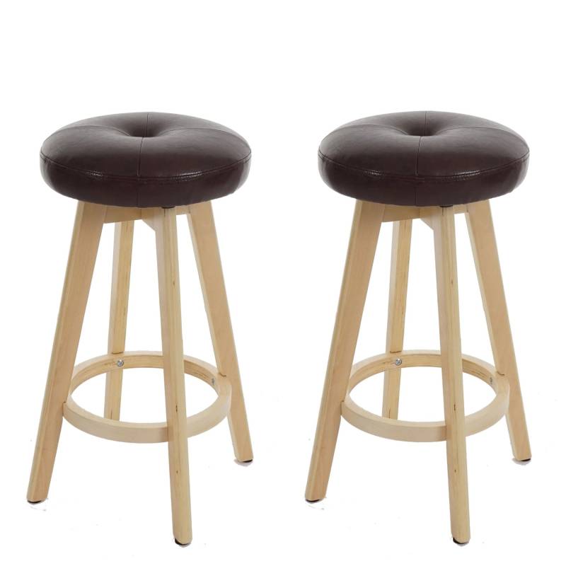 PROREGAL 2er-Set Barhocker Drehbar Und Einfach Sitzhöhe 67cm Holz Kunstleder Drehbar Bordeaux Helle Beine Barstuhl Tresenhocker von PROREGAL