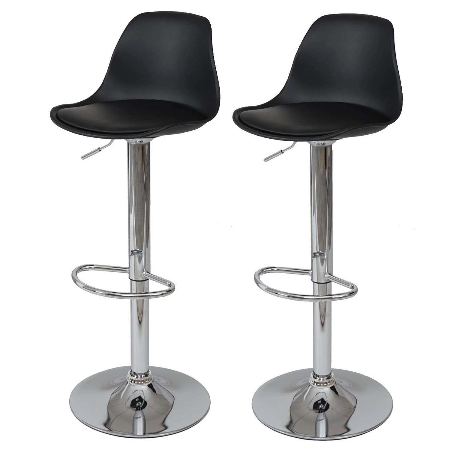 PROREGAL 2er-Set Barhocker Einfach Sitzhöhe 60-80cm Kunstleder Schwarz Tresenhocker Barstuhl Drehhocker von PROREGAL