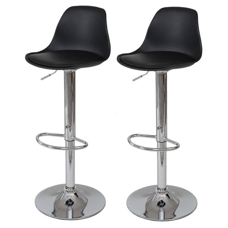 PROREGAL 2er-Set Barhocker Einfach Sitzhöhe 60-80cm Kunstleder Schwarz Tresenhocker Barstuhl Drehhocker von PROREGAL