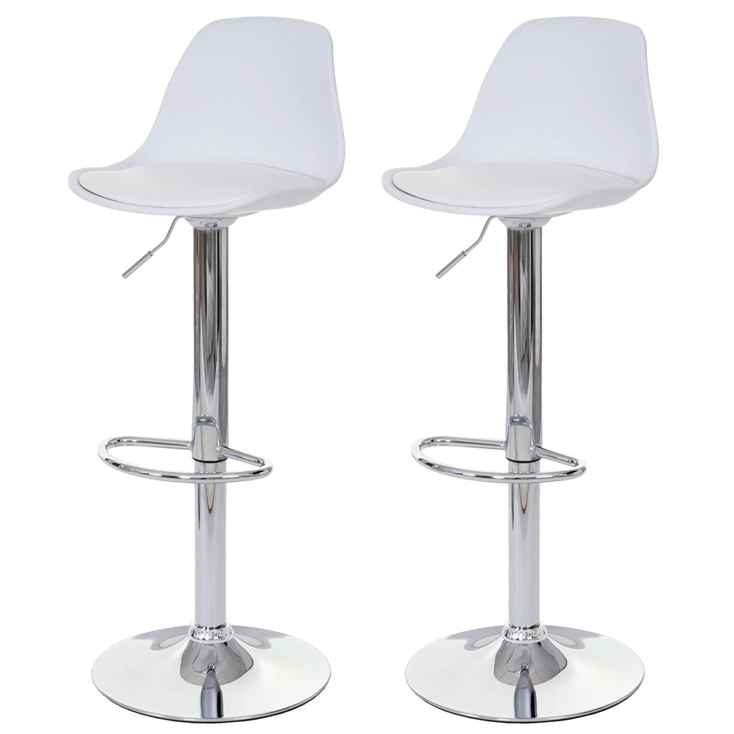 PROREGAL 2er-Set Barhocker Einfach Sitzhöhe 60-80cm Kunstleder Weiß Tresenhocker Barstuhl Drehhocker von PROREGAL