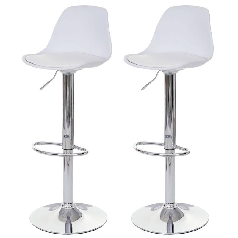 PROREGAL 2er-Set Barhocker Einfach Sitzhöhe 60-80cm Kunstleder Weiß Tresenhocker Barstuhl Drehhocker von PROREGAL