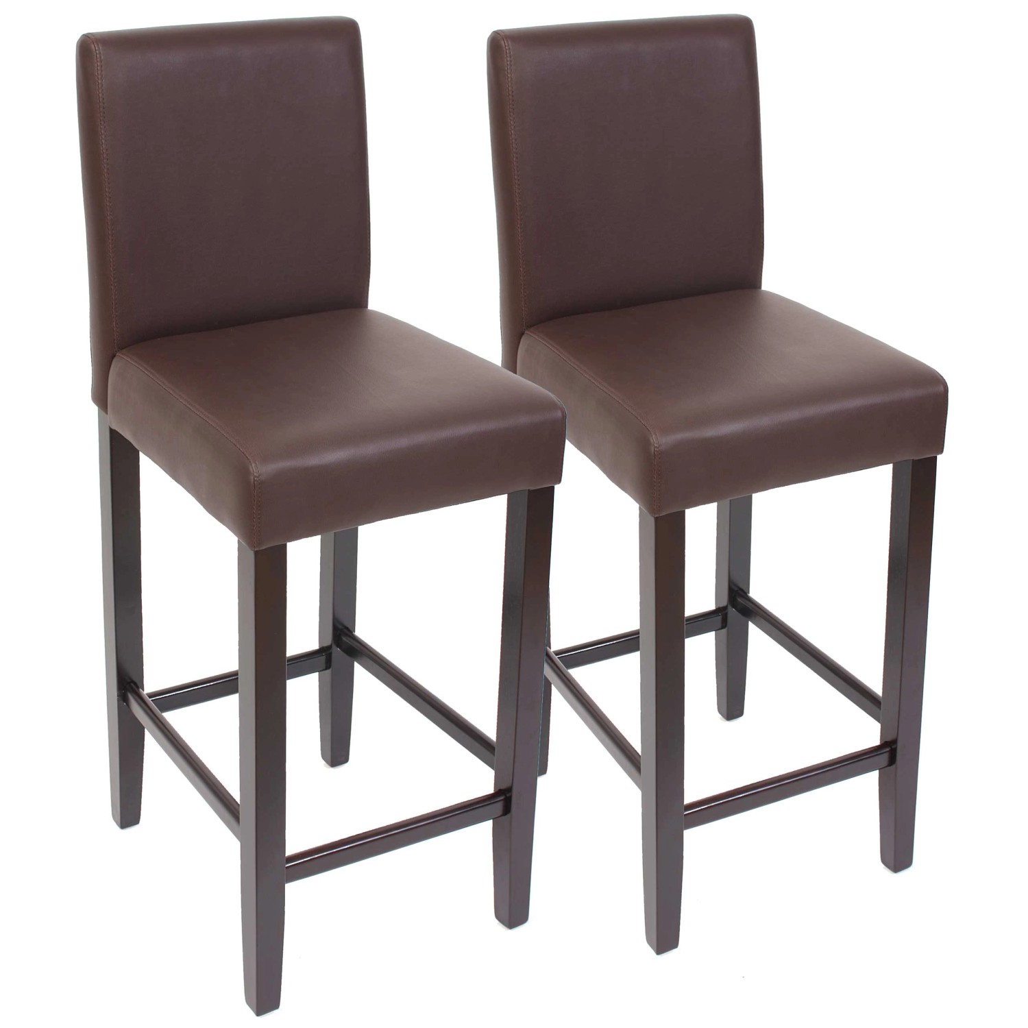 PROREGAL 2er-Set Barhocker Gepolstert Mit Lehne Barstuhl Kunstleder Sitzhöhe 74cm Dunkle Füße Braun von PROREGAL