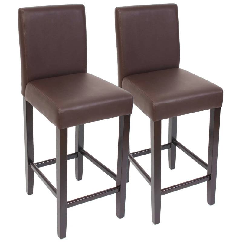 PROREGAL 2er-Set Barhocker Gepolstert Mit Lehne Barstuhl Kunstleder Sitzhöhe 74cm Dunkle Füße Braun von PROREGAL