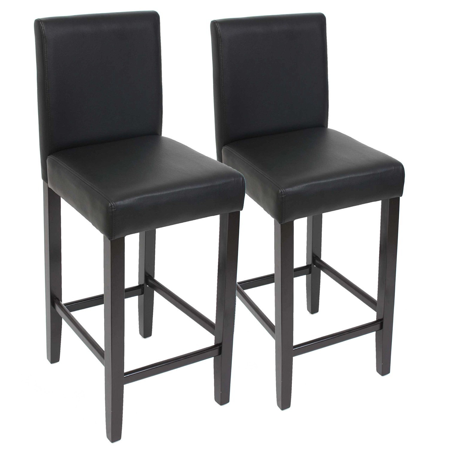 PROREGAL 2er-Set Barhocker Gepolstert Mit Lehne Barstuhl Kunstleder Sitzhöhe 74cm Dunkle Füße Schwarz von PROREGAL